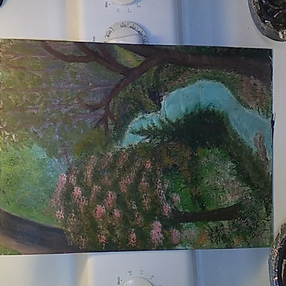 1989 River Flow Hand Painted Painting - Picture 6 of 6